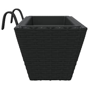 Truhlíky s háky 2 ks černé polyratan - obrázek 6