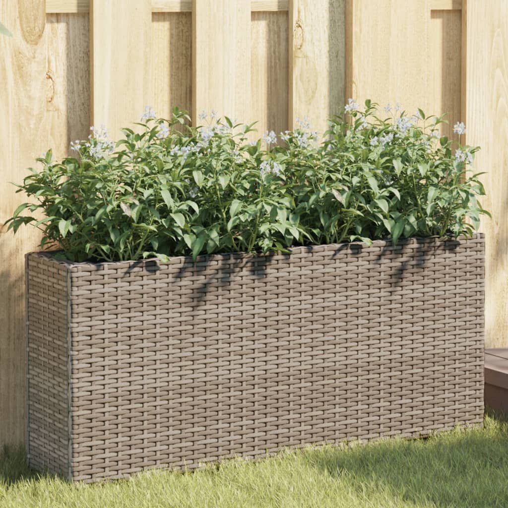 vidaXL Jardinieră de grădină cu 2 ghivece, gri, 90x20x40 cm poliratan