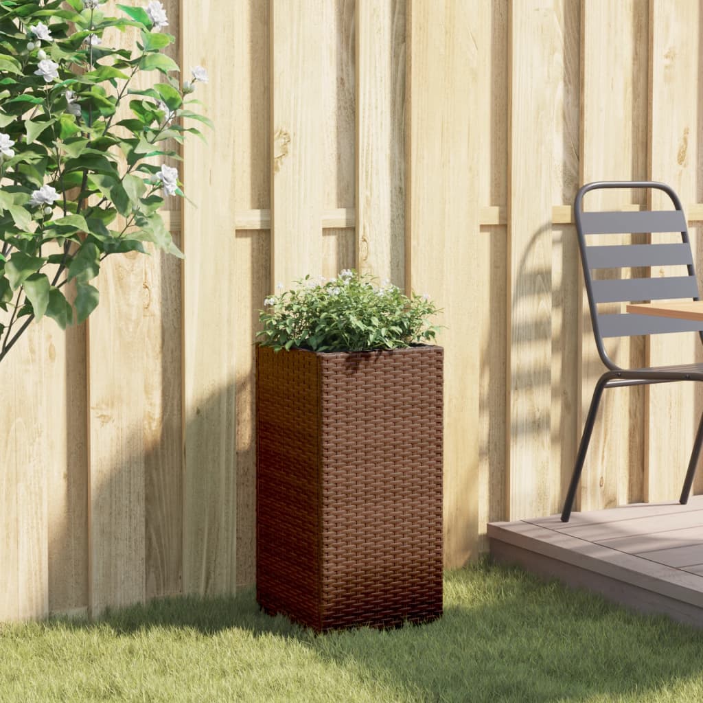 vidaXL Jardinieră de grădină, maro, 30x30x60 cm, poliratan