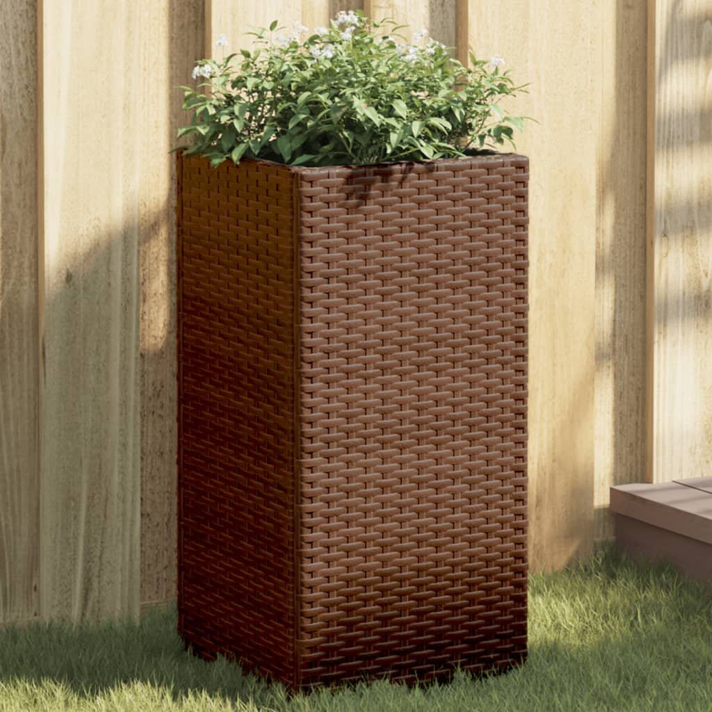 vidaXL Pflanzkübel Braun 30x30x60 cm Poly Rattan