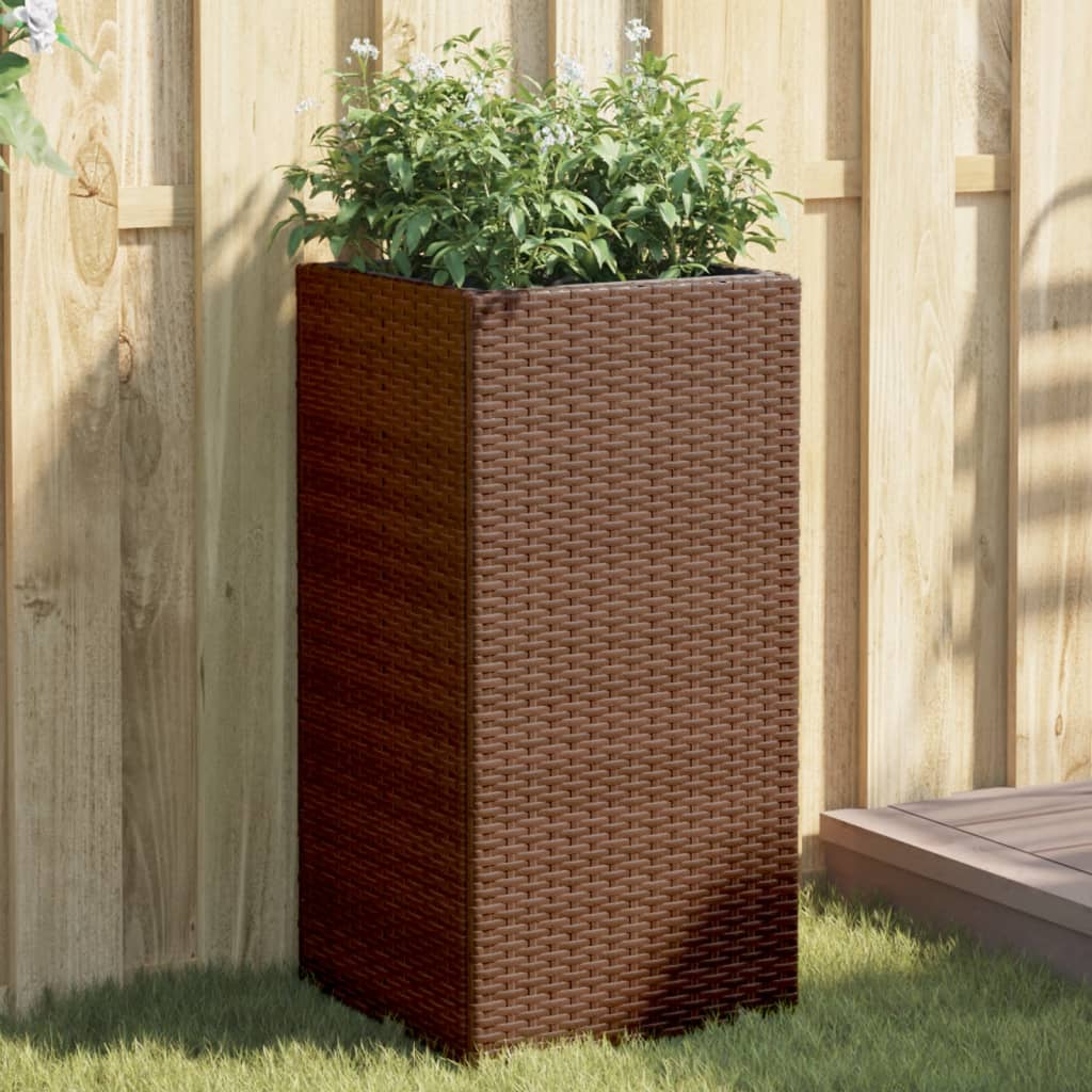 Fioriera da Giardino Marrone 40x40x80 cm in Polyrattan