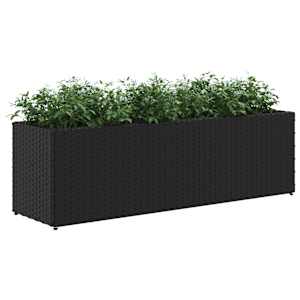 Zahradní truhlík s kolečky a 3 květináči černý 105 x 30 x 32 cm - obrázek 4