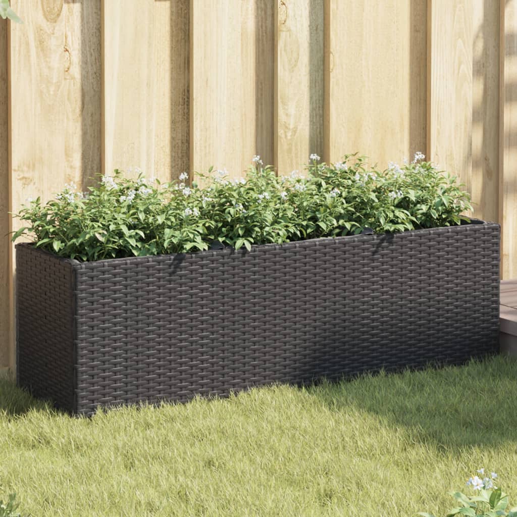 Hochbeet mit 3 Fächern Schwarz 105x30x32 cm Poly Rattan