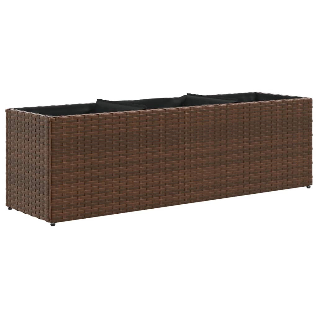 Thumbnail - vidaXL Hochbeet mit 3 Fächern Braun 105x30x32 cm Poly Rattan