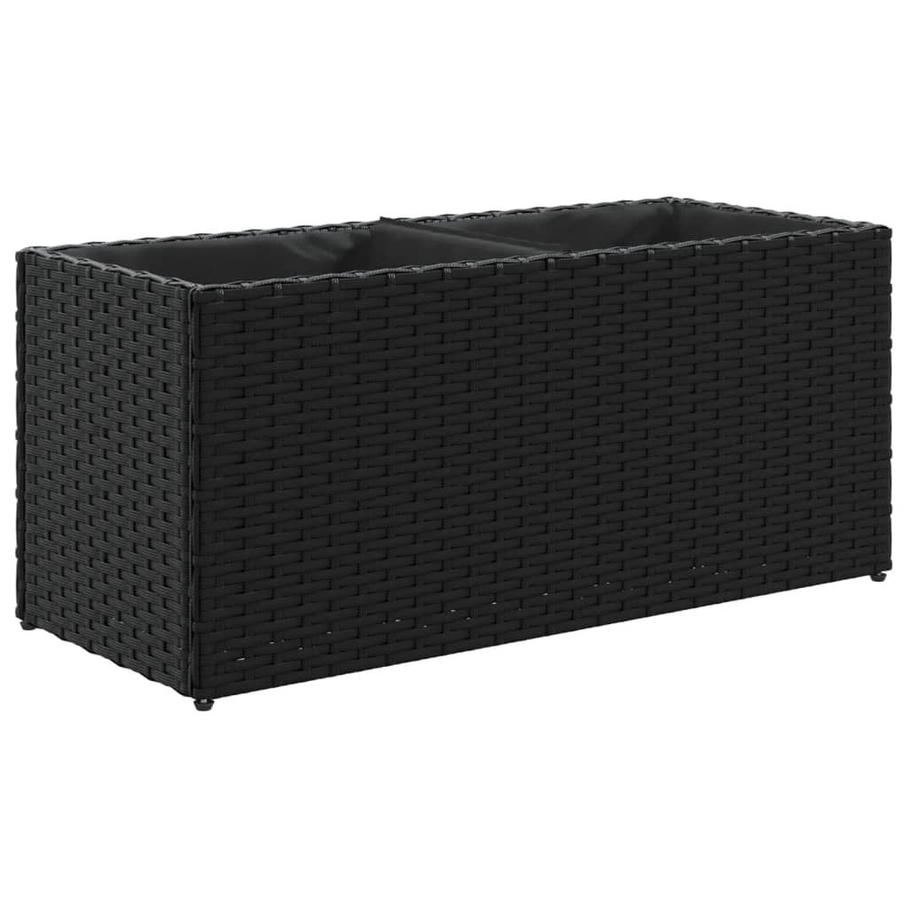 Thumbnail - vidaXL Hochbeet mit 2 Fächern Schwarz 72x30x32 cm Poly Rattan