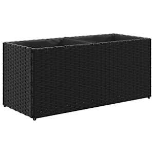Zahradní truhlík se 2 květináči černý 72 x 30 x 32 cm - obrázek 2