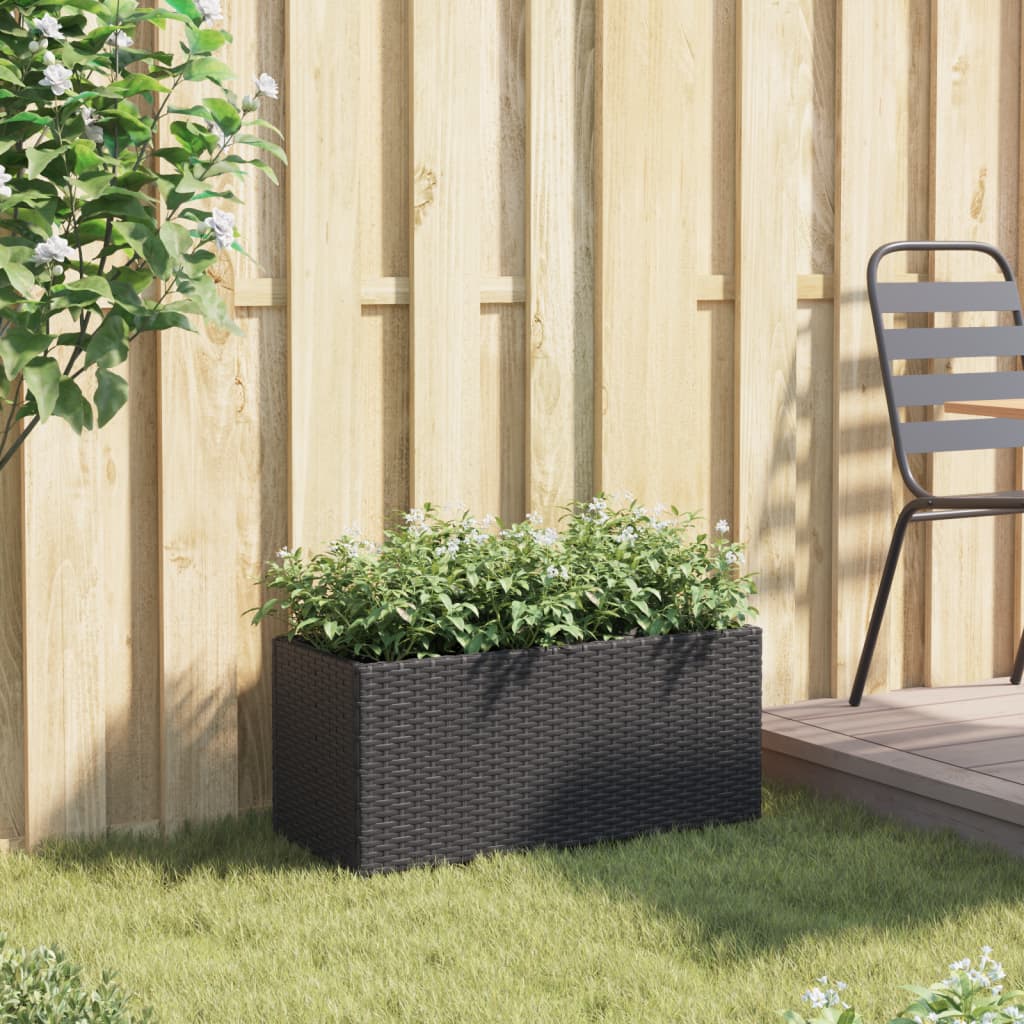 vidaXL Plantenbak met 2 potten 72x30x32 cm poly rattan zwart afbeelding