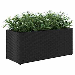 Zahradní truhlík se 2 květináči černý 72 x 30 x 32 cm - obrázek 4