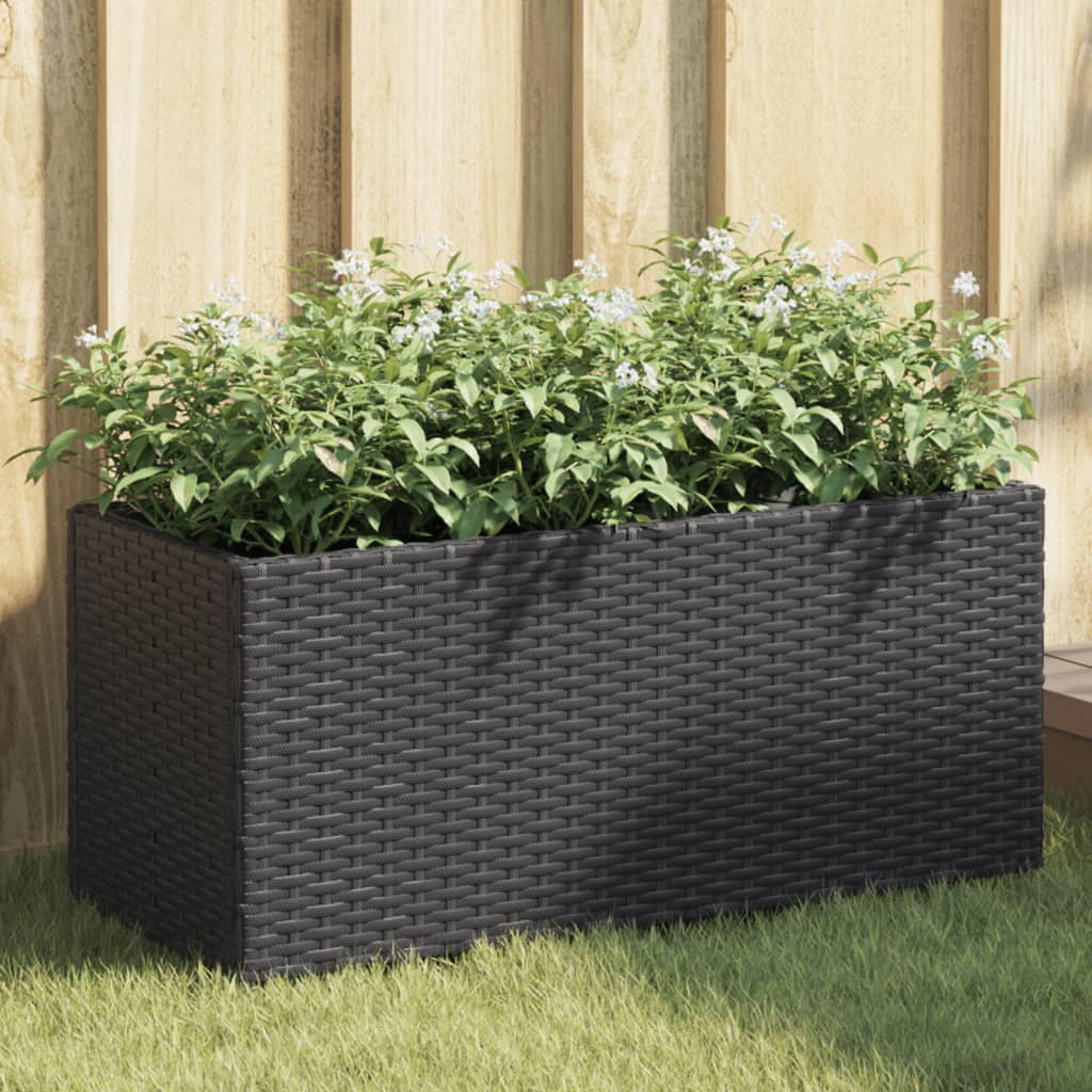 Hochbeet mit 2 Fächern Schwarz 72x30x32 cm Poly Rattan