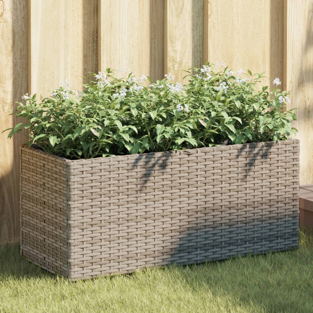 Hochbeet mit 2 Fächern Grau 72x30x32 cm Poly Rattan