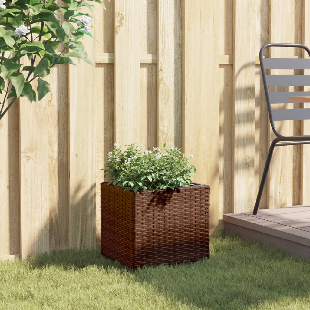 vidaXL Plantenbak 36x30x32 cm poly rattan bruin afbeelding