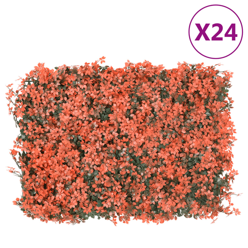  vidaXL hegn med kunstige ahornblade 24 stk. 40x60 cm rød
