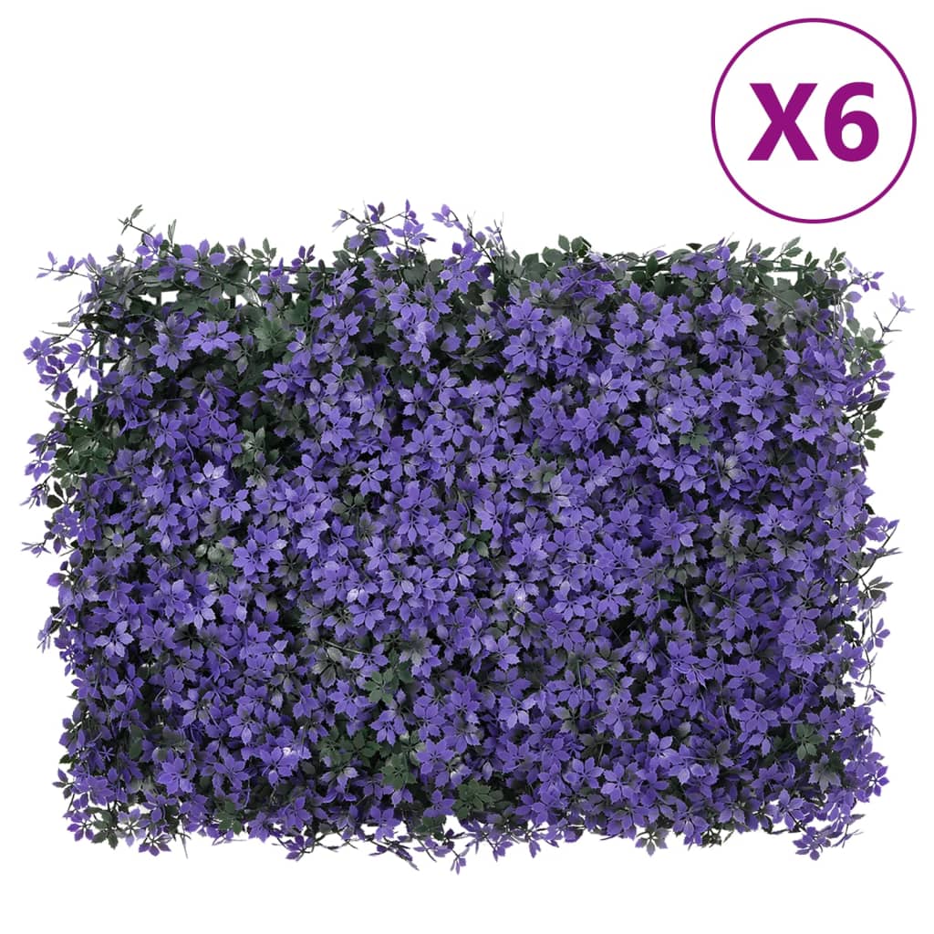  vidaXL Clôture à feuilles artificielles 6 pcs violet 40x60 cm