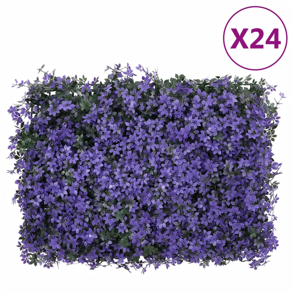  vidaXL Gard din frunze artificiale, 24 buc., violet, 40x60 cm