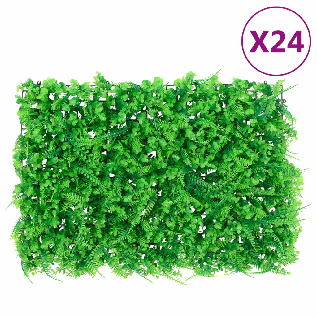  vidaXL Vedação de folhas de feto artificiais 24 pcs 40x60 cm verde