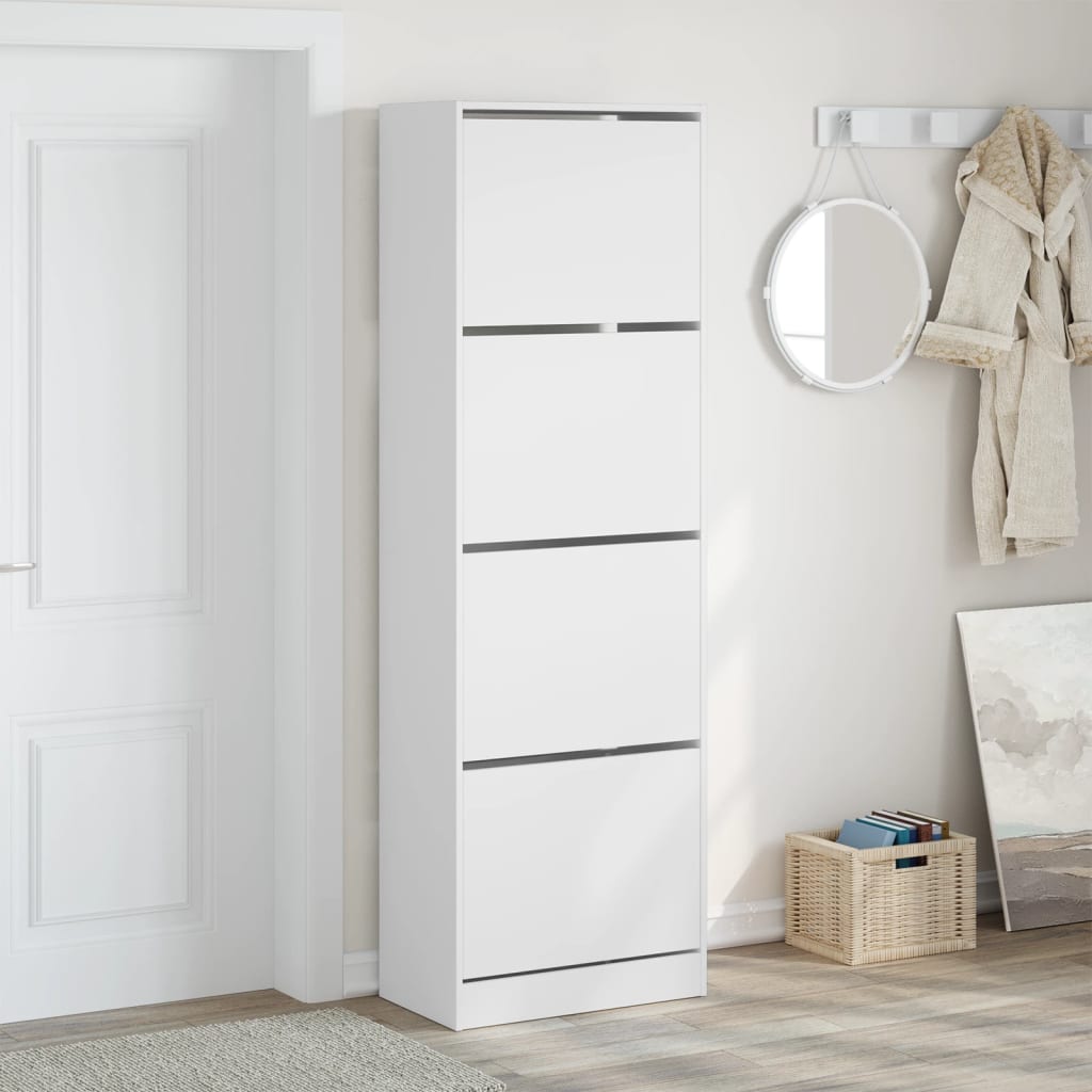 vidaXL Schoenenkast met 4 klaplades 60x34x187,5 cm wit afbeelding