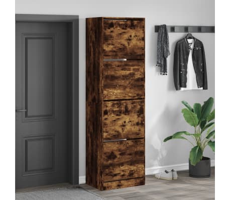 vidaXL Pantofar cu 4 sertare rabatabile, stejar fumuriu, 60x42x204 cm