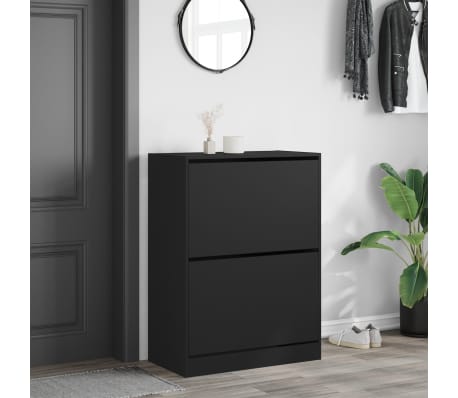 vidaXL Schuhschrank mit 2 Klappen Schwarz 80x42x108 cm