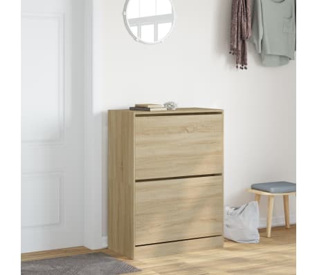 vidaXL Scarpiera 2 Cassetti Ribaltabili Rovere Sonoma 80x42x108 cm