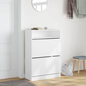 Botník se 2 výklopnými zásuvkami bílý 80 x 34 x 116 cm - obrázek 3