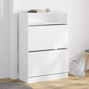 Botník se 2 výklopnými zásuvkami bílý 80 x 34 x 116 cm - obrázek 1