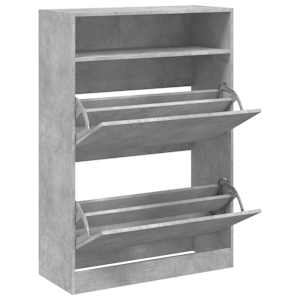 Botník se 2 výklopnými zásuvkami betonově šedý 80 x 34 x 116 cm - obrázek 5