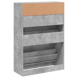 Botník se 2 výklopnými zásuvkami betonově šedý 80 x 34 x 116 cm - obrázek 8