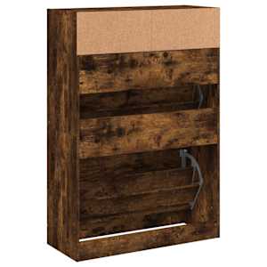 Botník se 2 výklopnými zásuvkami kouřový dub 80 x 34 x 116 cm - obrázek 8