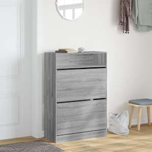 Botník se 2 výklopnými zásuvkami šedý sonoma 80 x 34 x 116 cm - obrázek 3