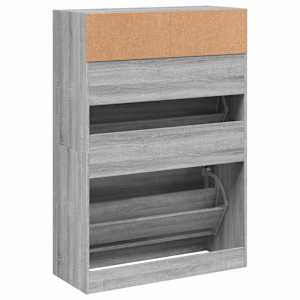 Botník se 2 výklopnými zásuvkami šedý sonoma 80 x 34 x 116 cm - obrázek 8