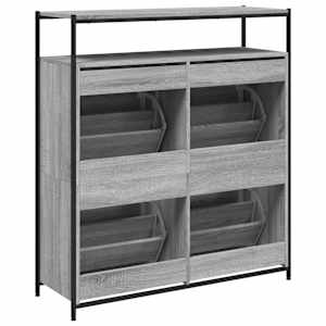 Botník se 4 výklopnými zásuvkami šedý sonoma 100 x 34 x 112 cm - obrázek 8