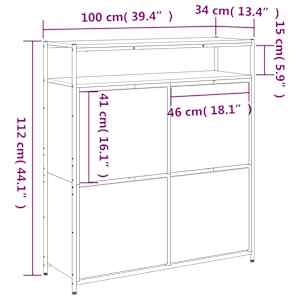 Botník se 4 výklopnými zásuvkami šedý sonoma 100 x 34 x 112 cm - obrázek 10