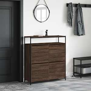 Botník se 4 výklopnými zásuvkami hnědý dub 100 x 34 x 112 cm - obrázek 3