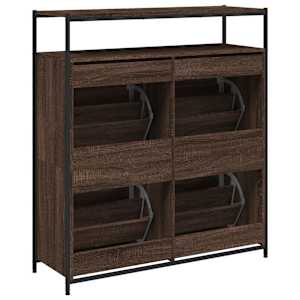Botník se 4 výklopnými zásuvkami hnědý dub 100 x 34 x 112 cm - obrázek 8
