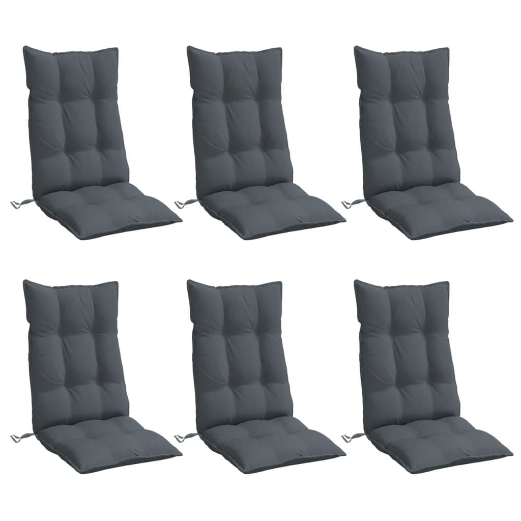 vidaXL Stoelkussens 6 st hoge rug oxford stof antracietkleurig, foto 2