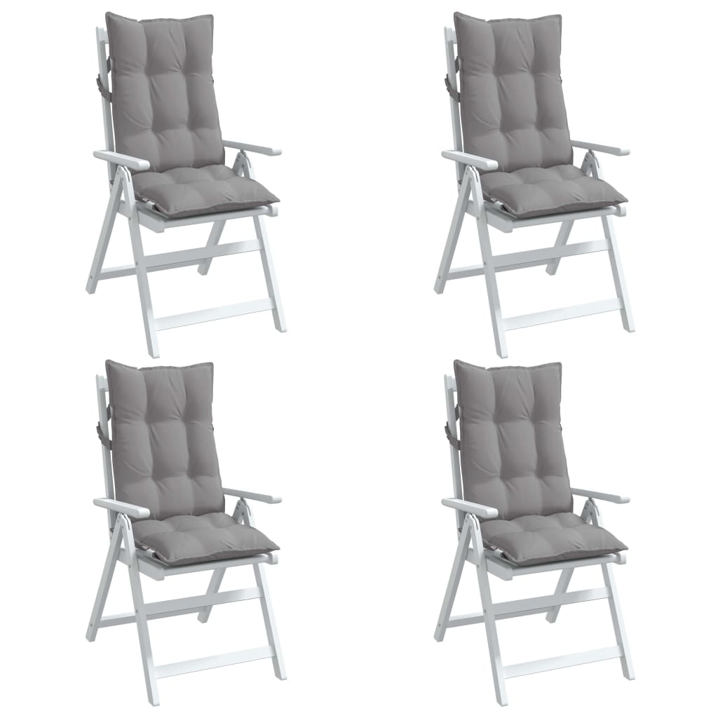  Podušky na stoličky s vysokým operadlom 4 ks sivé látka