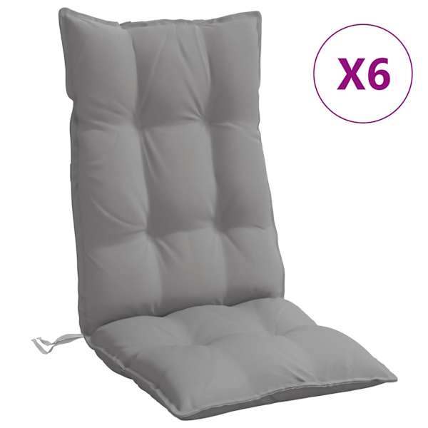 vidaXL k&otilde;rge seljatoega toolipadjad 6 tk, hall, oxford kangas