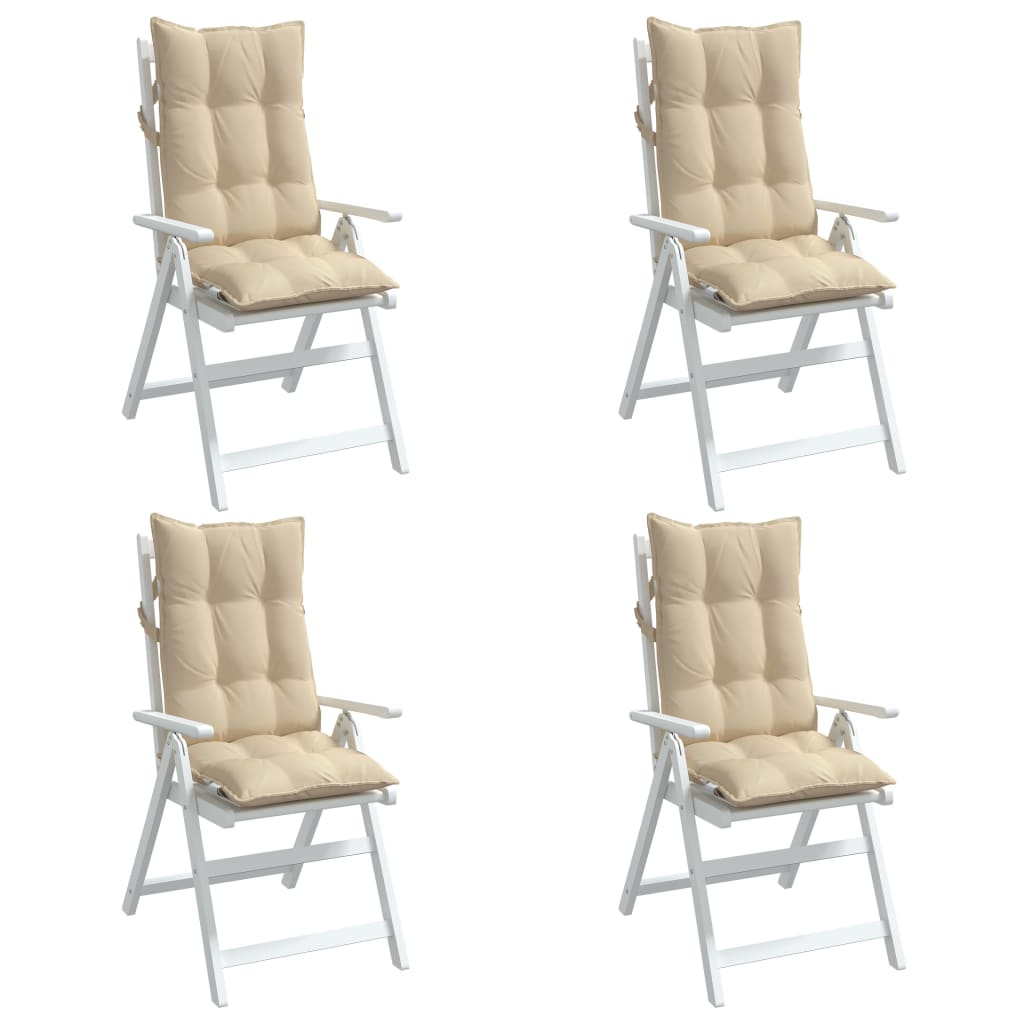  Podušky na stoličky s vysokým operadlom 4 ks béžové látka