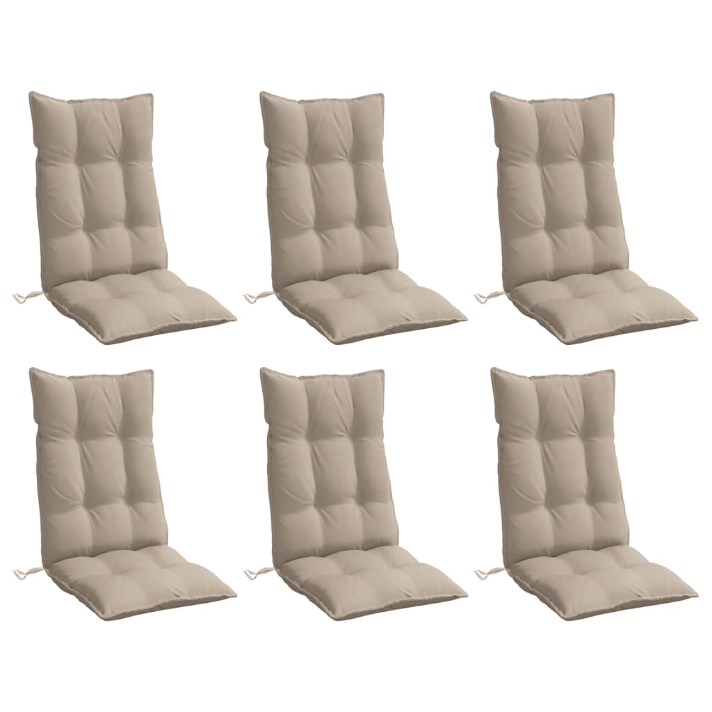 vidaXL Stoelkussens 6 st hoge rug oxford stof taupe, foto 2