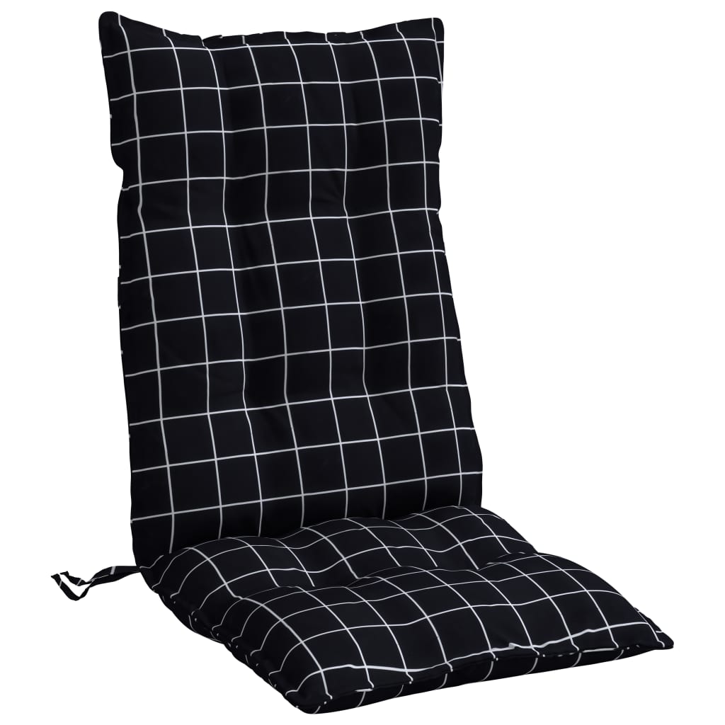vidaXL Stoelkussens 6 st hoge rug ruitpatroon oxford stof zwart, foto 4