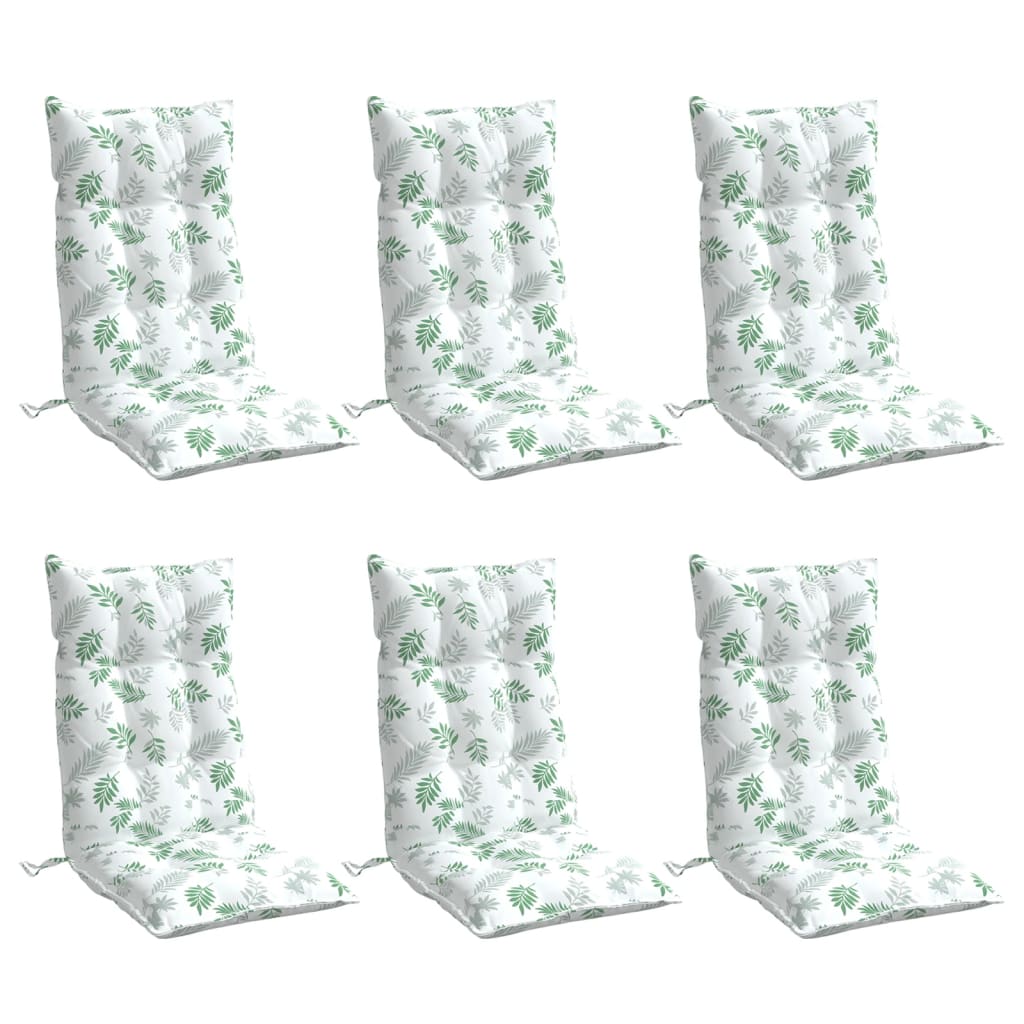 vidaXL Stoelkussens 6 st hoge rug bladpatroon oxford stof groen, foto 2