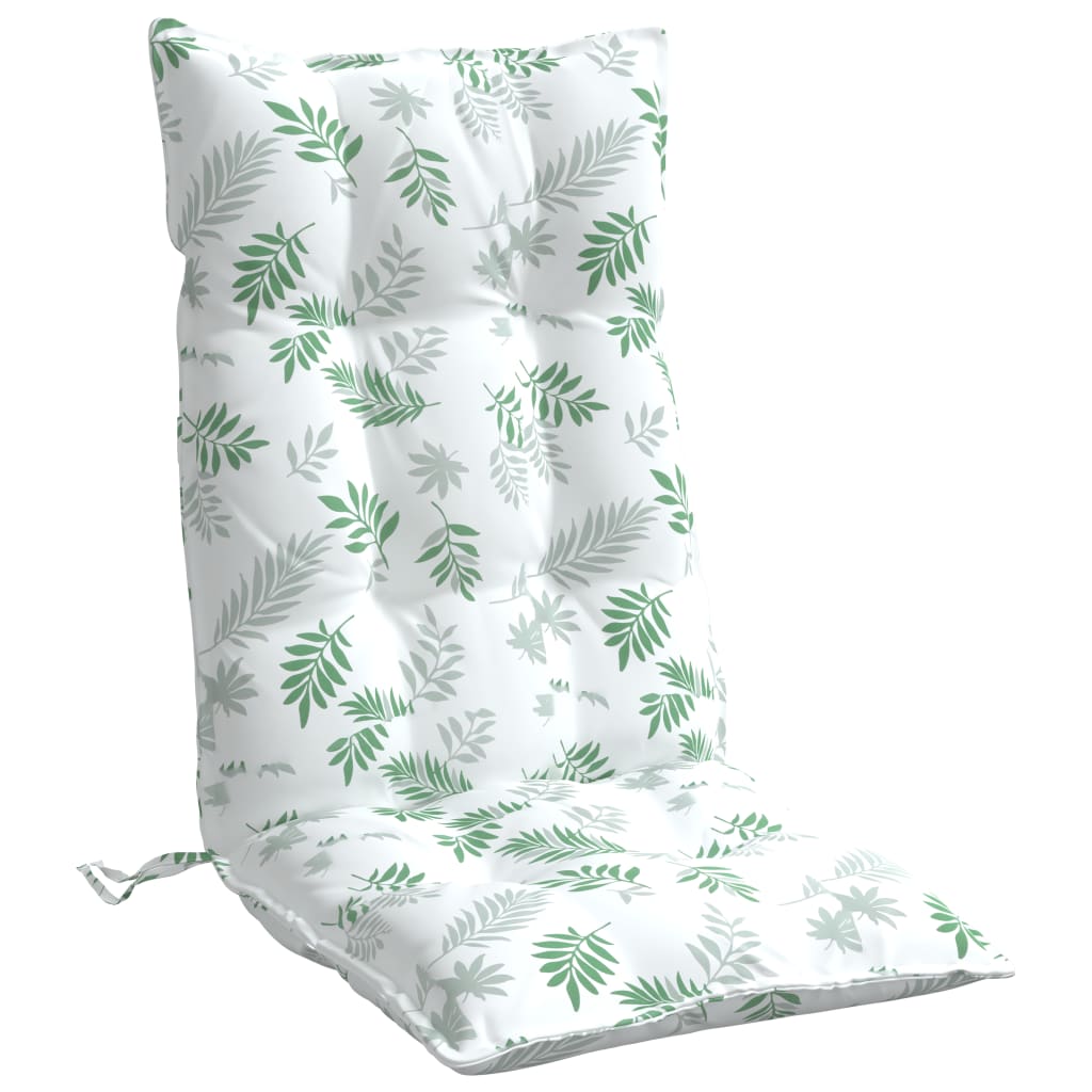vidaXL Stoelkussens 6 st hoge rug bladpatroon oxford stof groen, foto 4