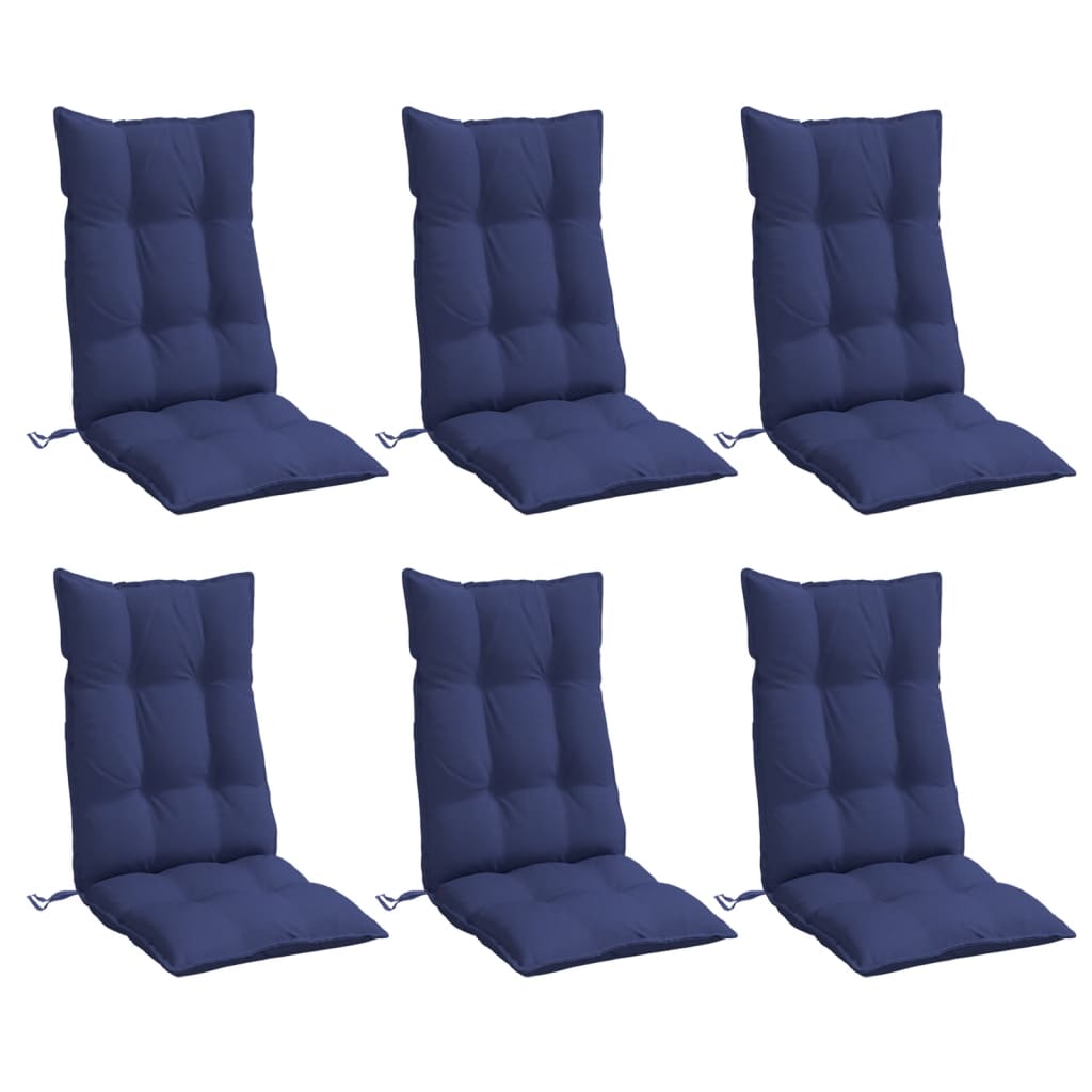 vidaXL Stoelkussens 6 st hoge rug oxford stof marineblauw, foto 2