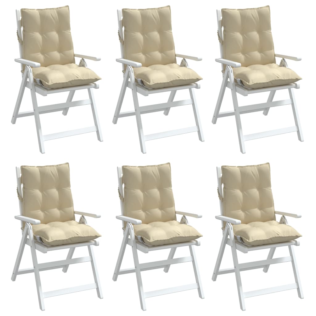 vidaXL Stoelkussens 6 st lage rug oxford stof beige, foto 2