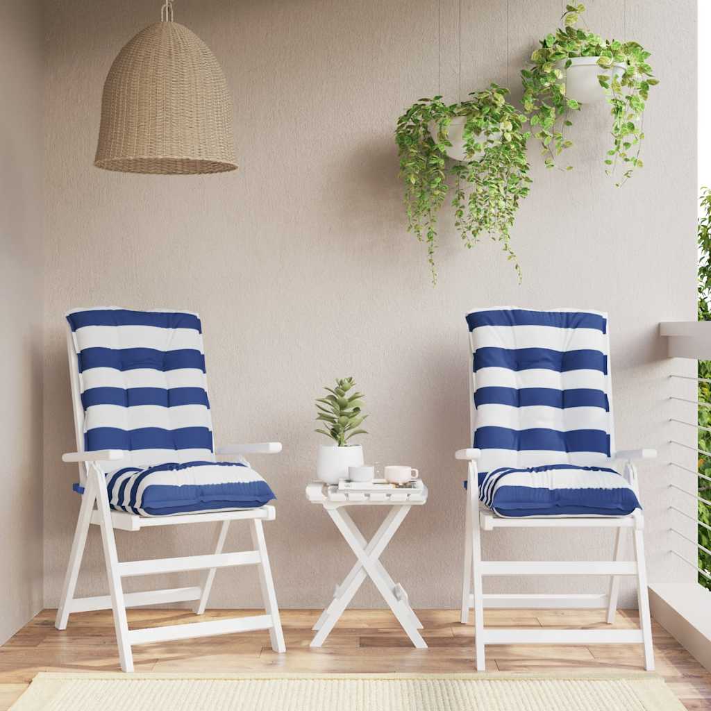 Almofadões cadeira encosto baixo 2pcs tecido oxford azul/branco