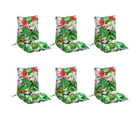 vidaXL Lowback Chair Cushion Set of 6 Multicolour