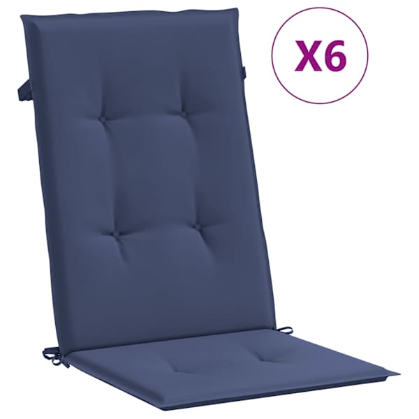 vidaXL k&otilde;rge seljatoega toolipadjad 6 tk, tumesinine, kangas