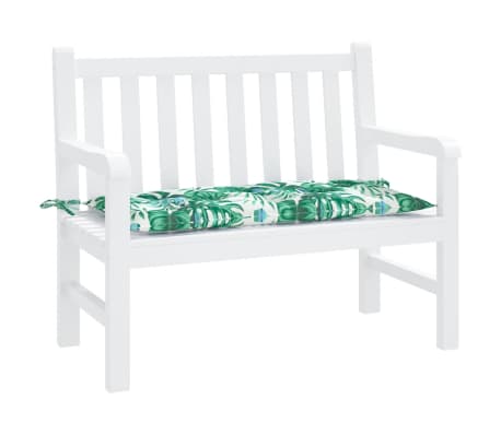 vidaXL Coussin de banc de jardin motif de feuilles 100x50x7 cm