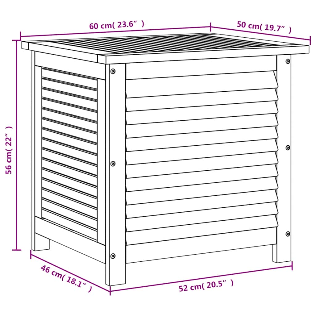 Garden Storage Box with Louver Outdoor Patio Furniture Solid Wood Acacia vidaXL - Picture 7 of 48