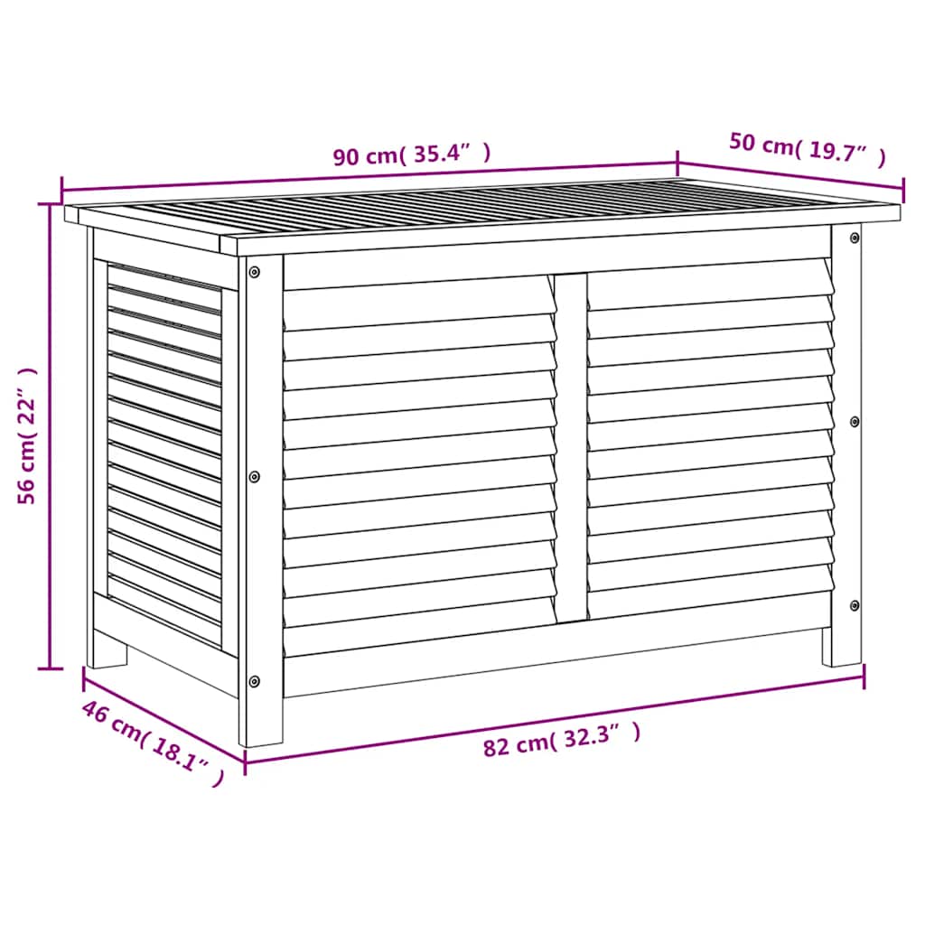 Garden Storage Box with Louver Outdoor Patio Furniture Solid Wood Acacia vidaXL - Picture 18 of 48